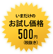 いまだけのお試し価格500円！